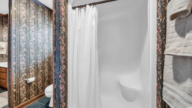 412 Carolina Dr, Loris, SC 29569 - bathroom with tile patterned floors, vanity, and a shower with curtain