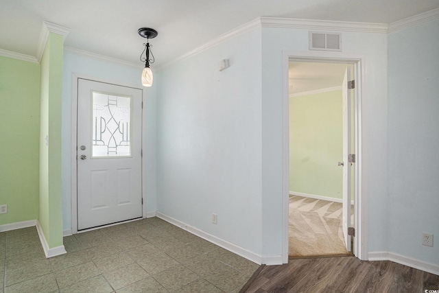 1001 Greencrest Ct, Conway, SC 29526 - foyer with crown molding, baseboards, and light wood-style flooring