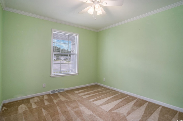 1001 Greencrest Ct, Conway, SC 29526 - unfurnished room with light colored carpet, ceiling fan, baseboards, and ornamental molding