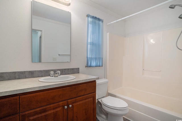 1001 Greencrest Ct, Conway, SC 29526 - bathroom featuring crown molding, vanity, toilet, and  shower combination