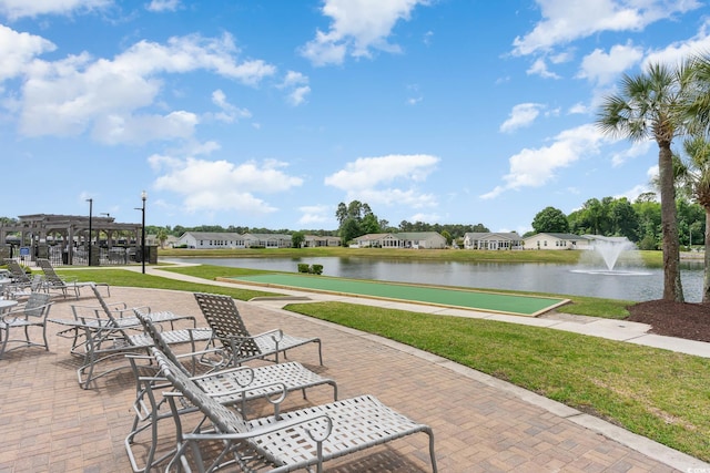 1001 Greencrest Ct, Conway, SC 29526 - view of home's community with a water view, a pergola, a residential view, and a yard