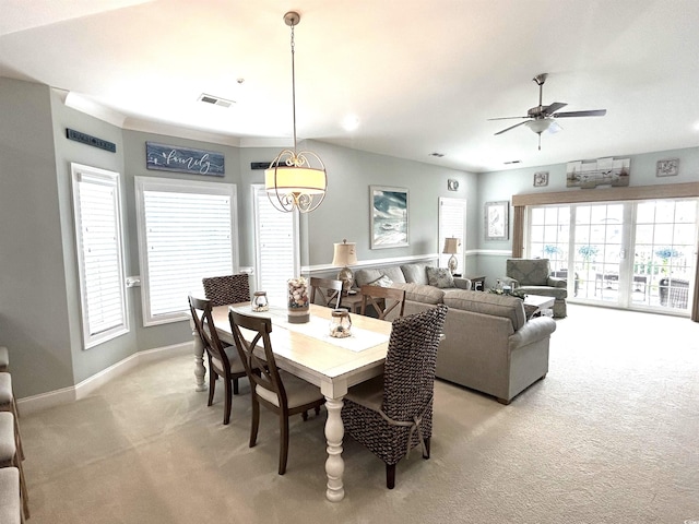 1029 Ray Costin Way Unit 909, Murrells Inlet, SC 29576 - dining space featuring light colored carpet, ceiling fan, and baseboards