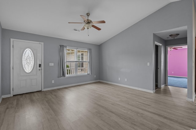 1220 Dunraven Ct, Conway, SC 29527 - entrance foyer with a ceiling fan, vaulted ceiling, healthy amount of natural light, and wood finished floors