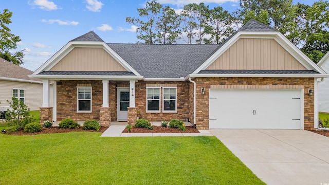 131 Crabapple Dr, Longs, SC 29568 - craftsman house featuring board and batten siding, stone siding, and a shingled roof