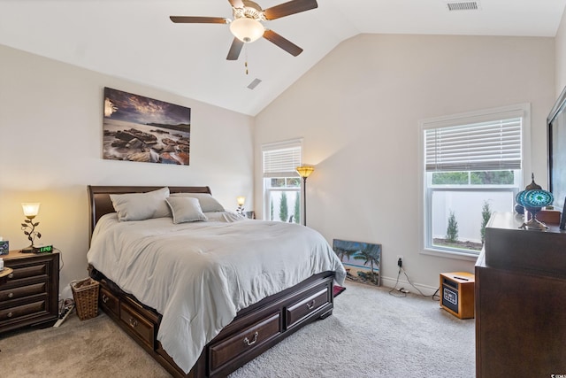 131 Crabapple Dr, Longs, SC 29568 - bedroom featuring carpet, multiple windows, a ceiling fan, and high vaulted ceiling