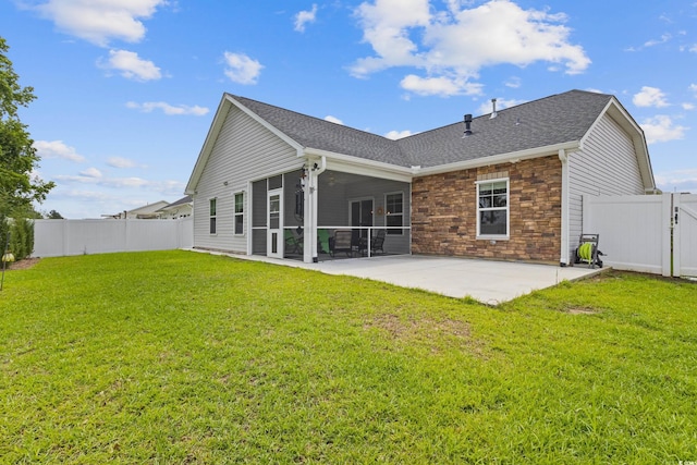 131 Crabapple Dr, Longs, SC 29568 - rear view of house with a sunroom, a patio area, and a shingled roof