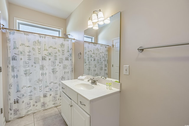 1613 Havens Dr, North Myrtle Beach, SC 29582 - bathroom featuring vanity, tile patterned floors, and a shower with curtain