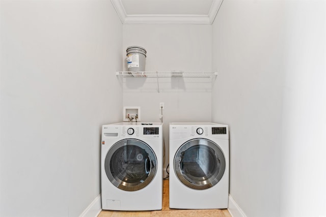 400 Hillside Dr S, North Myrtle Beach, SC 29582 - washroom with washer and dryer, crown molding, and baseboards
