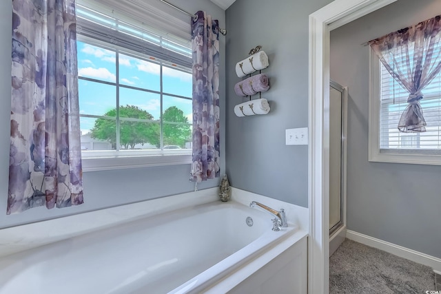 548 Fox Chase Dr, Conway, SC 29527 - bathroom featuring a garden tub and a stall shower