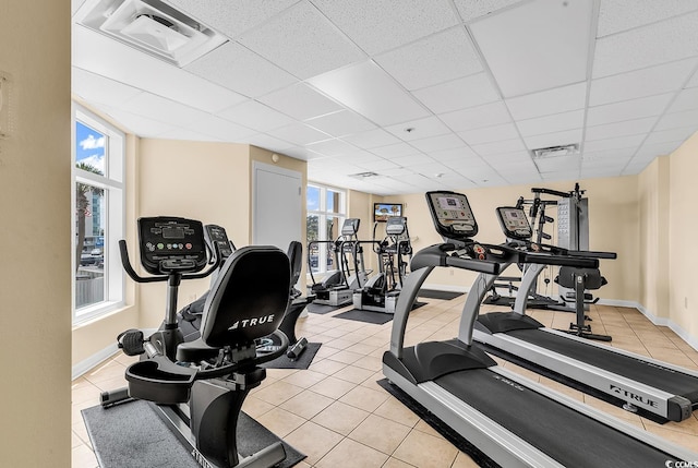 2501 S Ocean Blvd Unit 111, Myrtle Beach, SC 29577 - exercise room with a paneled ceiling and baseboards