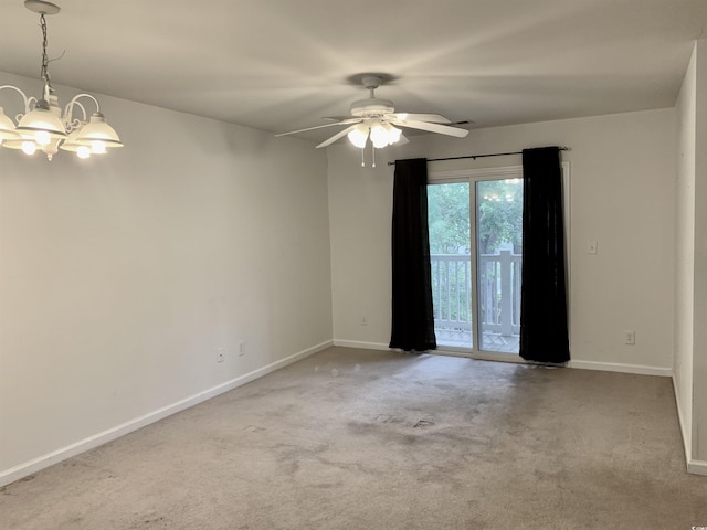 3677 Clay Pond Village Ln Unit 6, Myrtle Beach, SC 29579 - carpeted empty room with a chandelier, baseboards, and a ceiling fan