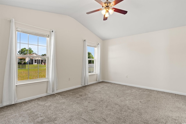2336 Windmill Way, Myrtle Beach, SC 29579 - carpeted empty room featuring lofted ceiling, ceiling fan, and baseboards