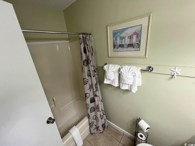 1101 Possum Trot Rd Unit A202, North Myrtle Beach, SC 29582 - full bath with tile patterned floors and shower / bathtub combination with curtain