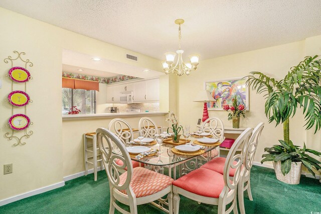 213 Westleton Dr Unit 16B, Myrtle Beach, SC 29572 - carpeted dining space with a chandelier and a textured ceiling