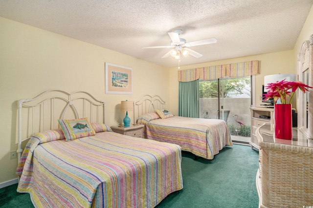 213 Westleton Dr Unit 16B, Myrtle Beach, SC 29572 - carpeted bedroom with ceiling fan, a textured ceiling, and access to outside