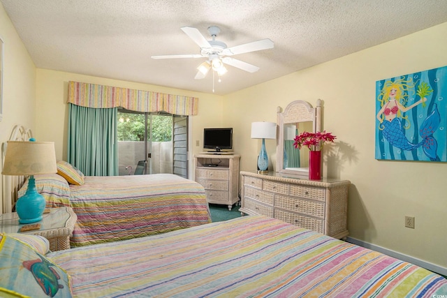 213 Westleton Dr Unit 16B, Myrtle Beach, SC 29572 - bedroom with a textured ceiling, carpet floors, and ceiling fan