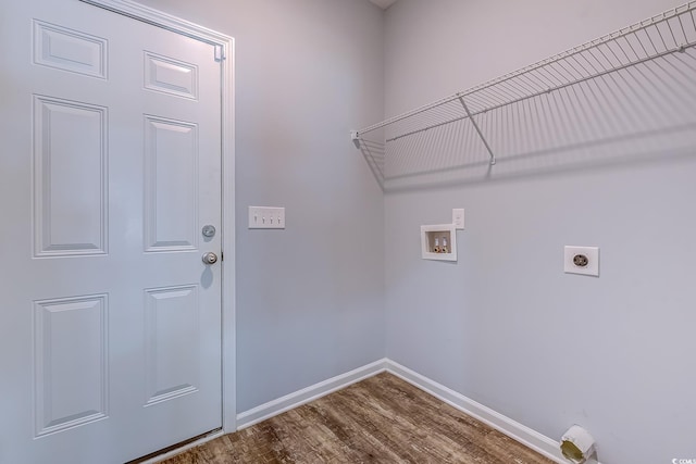 617 Chiswick Dr, Conway, SC 29526 - washroom with washer hookup, electric dryer hookup, baseboards, and dark wood-style flooring