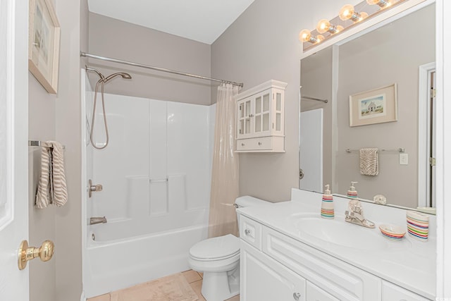 503 20th Ave N Unit 15B, North Myrtle Beach, SC 29582 - full bathroom with vanity, toilet, shower / bath combo, and tile patterned flooring