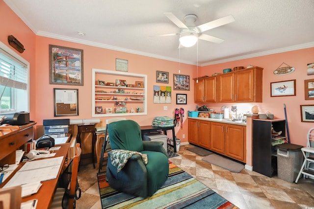 356 Lakeside Crossing Dr, Conway, SC 29526 - office space featuring ornamental molding and ceiling fan