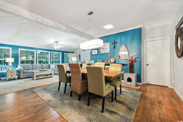 356 Lakeside Crossing Dr, Conway, SC 29526 - dining space with ornamental molding, hardwood / wood-style floors, ceiling fan, and baseboards