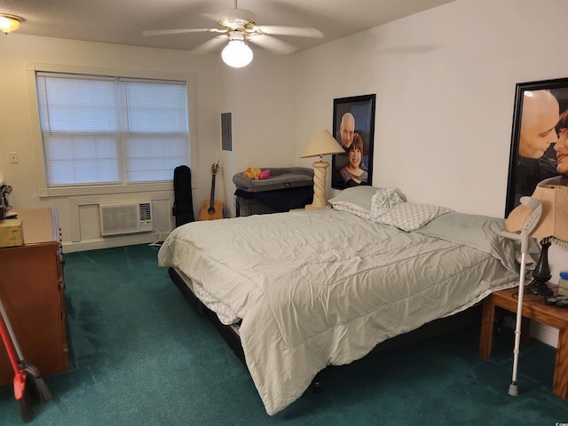 330 S Middleton Dr Unit 603, Calabash, NC 28467 - carpeted bedroom with a wall unit AC, electric panel, and ceiling fan