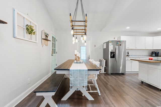 1936 Lees Landing Cir, Conway, SC 29526 - dining area featuring a chandelier, dark wood finished floors, and recessed lighting