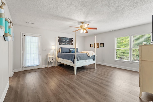 1936 Lees Landing Cir, Conway, SC 29526 - bedroom with wood finished floors, a textured ceiling, and ceiling fan