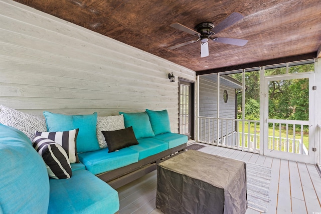 1936 Lees Landing Cir, Conway, SC 29526 - sunroom / solarium with an outdoor living space and a ceiling fan