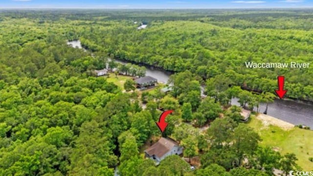 1936 Lees Landing Cir, Conway, SC 29526 - aerial overview of property's location with a heavily wooded area and a large body of water