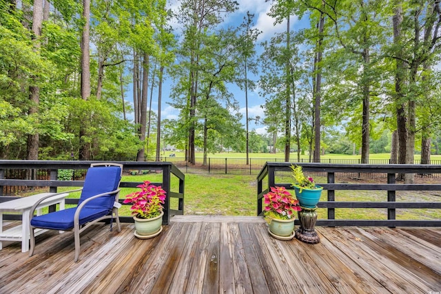 196 John Waites Ct, Georgetown, SC 29440 - wooden terrace featuring view of wooded area