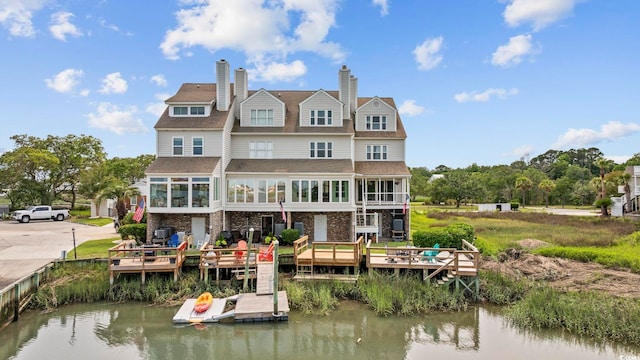465 Vereen Rd Unit 10, Murrells Inlet, SC 29576 - back of house featuring a shingled roof and a deck with water view