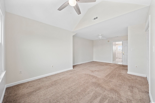 465 Vereen Rd Unit 10, Murrells Inlet, SC 29576 - unfurnished room with a ceiling fan, light carpet, baseboards, and high vaulted ceiling