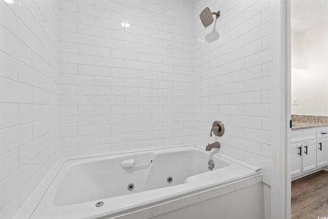 203 Deer Trce, Myrtle Beach, SC 29588 - bathroom featuring a combined bath / shower with jetted tub, wood finished floors, and vanity