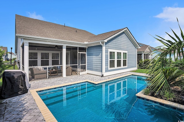 981 Mourning Dove Dr, Myrtle Beach, SC 29577 - outdoor pool featuring a sunroom and a patio area
