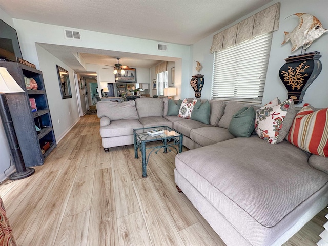 2101 S Ocean Blvd Unit A-4, North Myrtle Beach, SC 29582 - living area featuring light wood-style flooring and a ceiling fan
