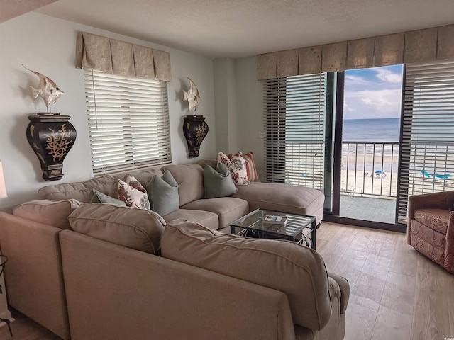 2101 S Ocean Blvd Unit A-4, North Myrtle Beach, SC 29582 - living area featuring light wood-style floors and a water view