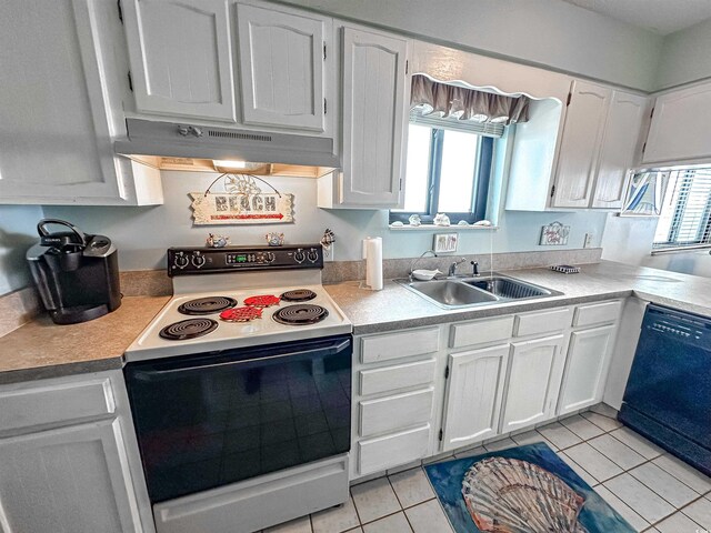2101 S Ocean Blvd Unit A-4, North Myrtle Beach, SC 29582 - kitchen with range with electric cooktop, under cabinet range hood, dishwasher, a sink, and white cabinets
