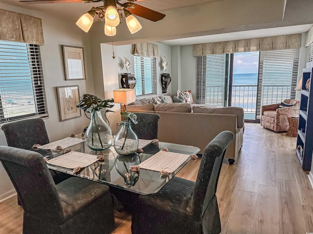 2101 S Ocean Blvd Unit A-4, North Myrtle Beach, SC 29582 - dining space with light wood-style flooring and a ceiling fan