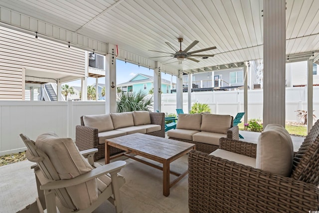 204 33rd Ave N, North Myrtle Beach, SC 29582 - sunroom / solarium with an outdoor hangout area and a ceiling fan