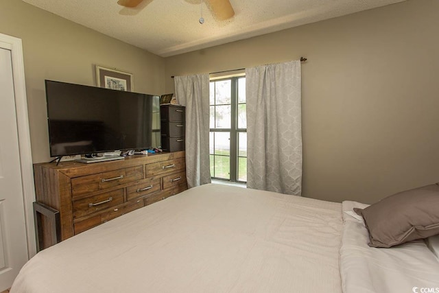 6610 Mallard View Pt, Myrtle Beach, SC 29588 - bedroom with a textured ceiling and ceiling fan