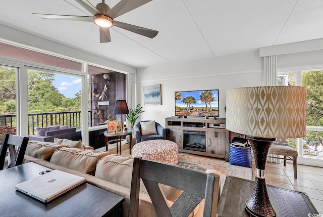 423 Parker Dr Unit 334, Pawleys Island, SC 29585 - living room featuring ceiling fan and light tile patterned floors