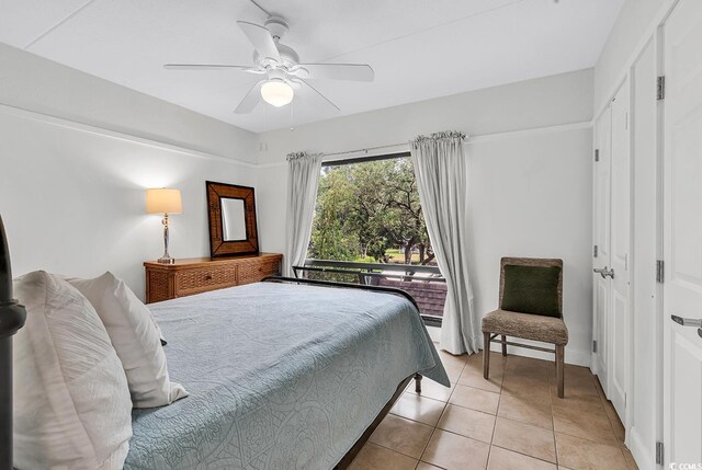 423 Parker Dr Unit 334, Pawleys Island, SC 29585 - bedroom featuring light tile patterned floors and a ceiling fan