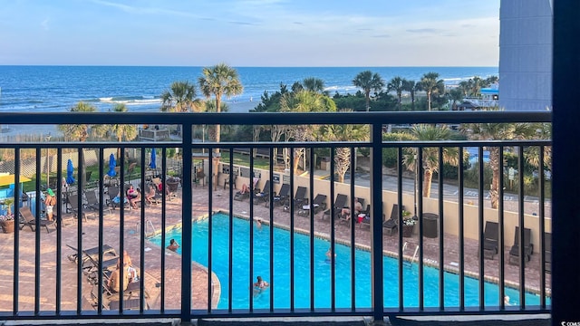 7100 N Ocean Blvd Unit 316, Myrtle Beach, SC 29572 - balcony featuring a water view and view of pool area