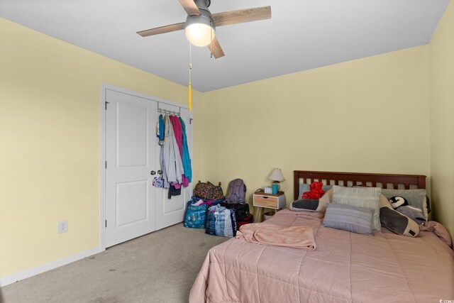 196 Cypress Tree Loop, Longs, SC 29568 - carpeted bedroom featuring ceiling fan, baseboards, and a closet