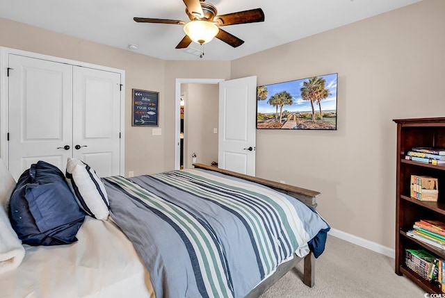 1227 Cypress Shadow Ct, Murrells Inlet, SC 29576 - bedroom featuring carpet flooring, baseboards, a closet, and ceiling fan