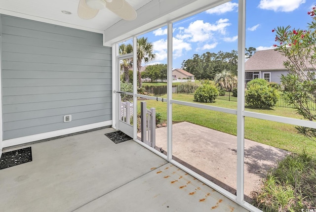 126 Dreamland Dr, Murrells Inlet, SC 29576 - unfurnished sunroom featuring a ceiling fan