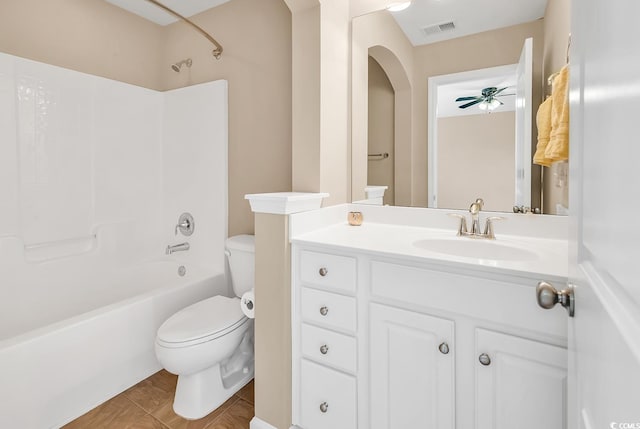 126 Dreamland Dr, Murrells Inlet, SC 29576 - full bathroom with toilet, shower / washtub combination, vanity, and ceiling fan