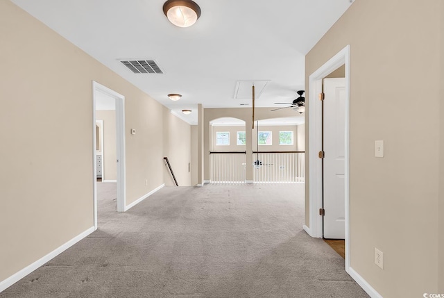 126 Dreamland Dr, Murrells Inlet, SC 29576 - corridor featuring attic access, carpet floors, an upstairs landing, and baseboards
