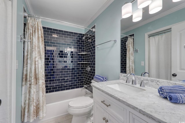 800 S 9th Ave S Unit A-1, North Myrtle Beach, SC 29582 - full bath featuring vanity, crown molding, toilet, and shower / bathtub combination with curtain