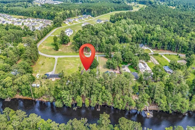 6161 Inman Cir, Conway, SC 29526 - aerial view of property's location featuring a large body of water and a heavily wooded area
